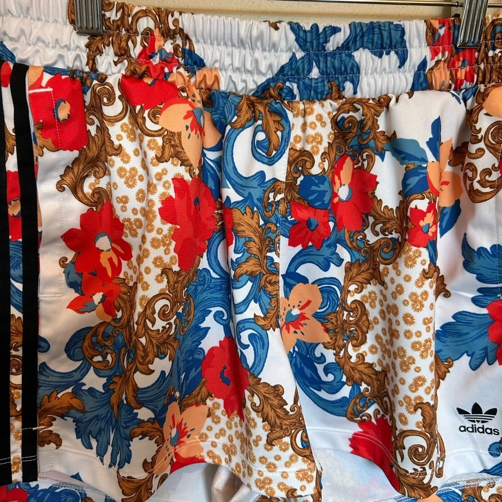 adidas Women's Athletic Shorts - Red, Blue, Brown Floral - Picture 3 of 10